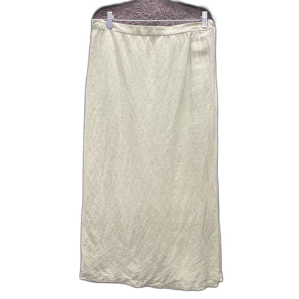 Eileen Fisher Wrap Linen Skirt Light Green Earthy Cottagecore Lagenlook 1X